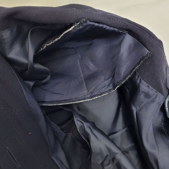 VINTAGE 90s Escada navy blue wool pleated dark academia drop waist dress 36/S - Picture 6 of 12